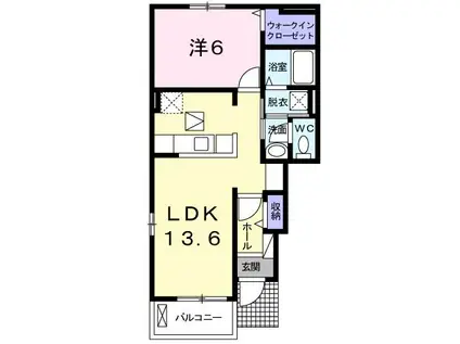 グランデ バイI(1LDK/1階)の間取り写真