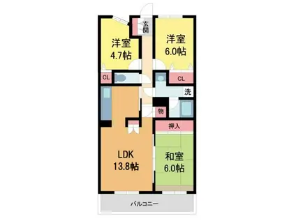 清荒神ヒルズ(3LDK/8階)の間取り写真