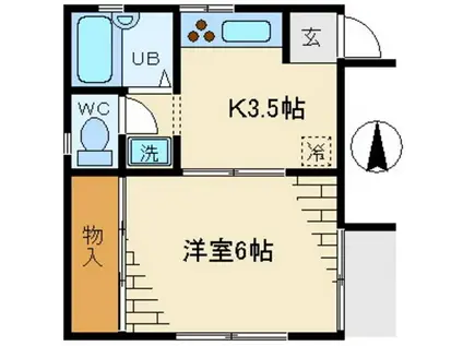 ＪＲ総武線 平井駅(東京) 徒歩4分 2階建 築30年(1K/1階)の間取り写真