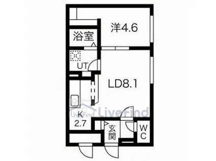 CLASSE月寒ウエスト(1LDK/2階)の間取り写真