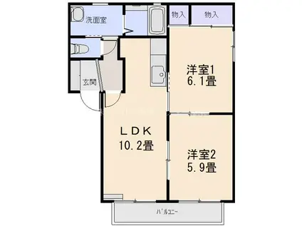 GLOURIOUS A(2LDK/2階)の間取り写真