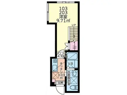 ベルジュエール町田(1K/2階)の間取り写真