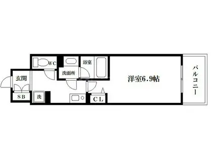 クローバー・ビュー上本町(1K/12階)の間取り写真