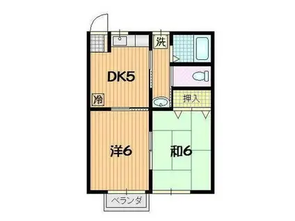 メープル高松II F棟(2DK/2階)の間取り写真