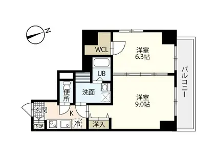 エイトバレー43平和大通(2K/12階)の間取り写真