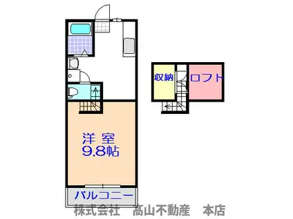 ジェニファー9(1K/2階)の間取り写真