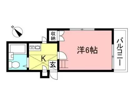 ヒルズOZ(1K/2階)の間取り写真