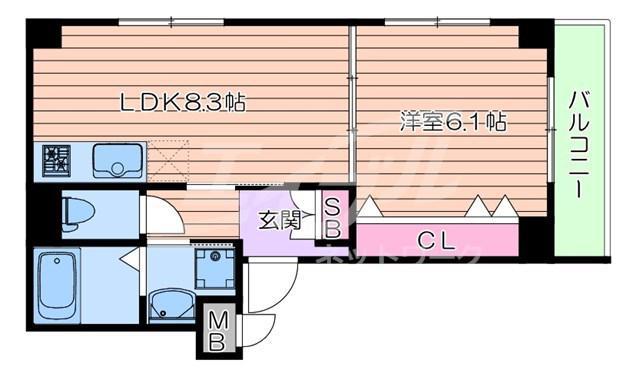 CASALAURORA(1LDK/1階)の間取り写真
