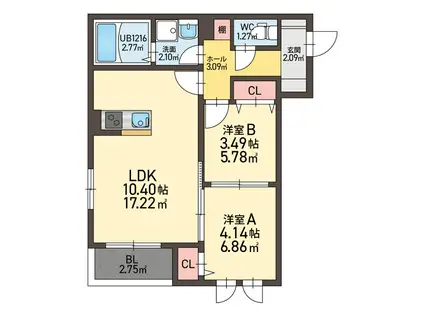 西町AP(2LDK/3階)の間取り写真