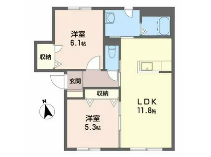シャーメゾンルミエールA(2LDK/1階)の間取り写真