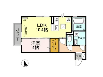 グレイスコスモス B棟(1LDK/2階)の間取り写真