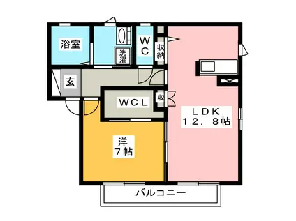 メノマーレC棟(1LDK/2階)の間取り写真