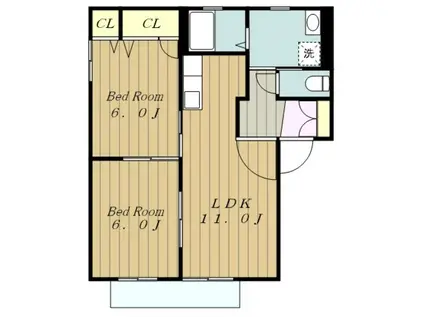 グランドソレイユ(2LDK/1階)の間取り写真