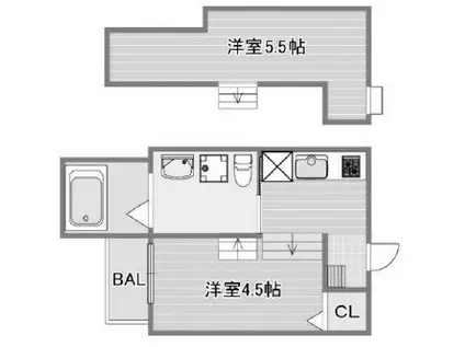 クレアージュ山手(1SK/2階)の間取り写真