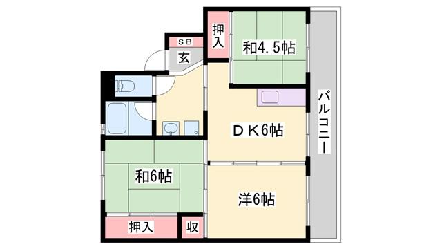 ビレッジハウスつるみ(3DK/3階)の間取り写真