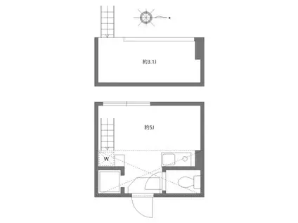 都営大江戸線 森下駅 徒歩5分 ネット代込 ロフト有 外国籍可(ワンルーム/2階)の間取り写真