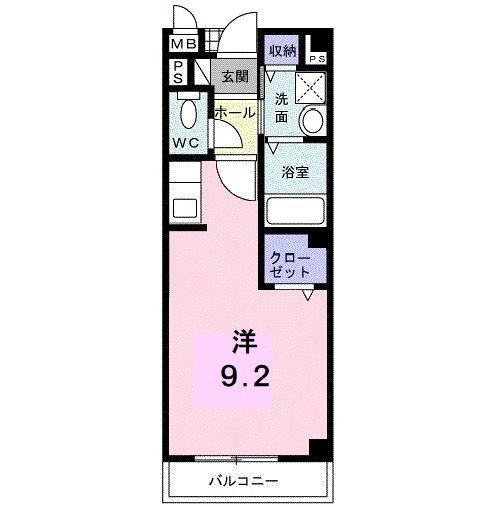 フローラB(ワンルーム/1階)の間取り写真