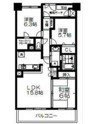 ライオンズマンション通町(3LDK/4階)の間取り写真