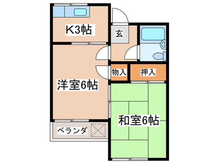 戸井田ハイツ(2K/2階)の間取り写真