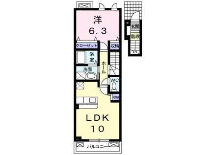 エアリーファインヒル(1LDK/2階)の間取り写真