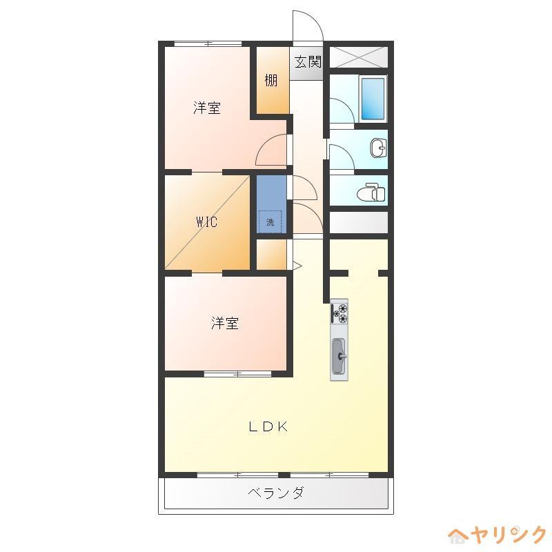 里水マンション A(2LDK/1階)の間取り写真