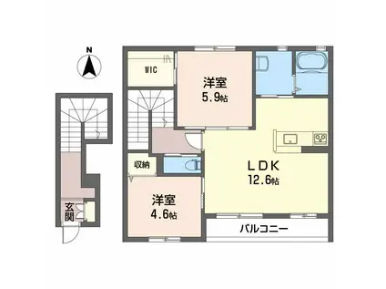 パークハイム土居田 C棟(2LDK/2階)の間取り写真