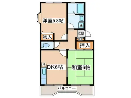 グレースマンション越野(2DK/1階)の間取り写真