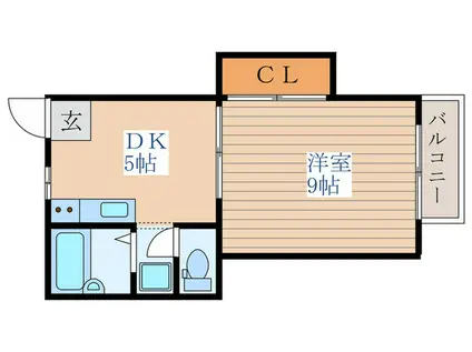 フラットA(1DK/2階)の間取り写真
