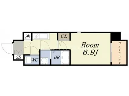 ファーストレジデンス大阪ベイサイド(1K/4階)の間取り写真