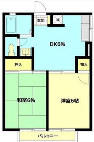 ハイツフヨウC(2DK/2階)の間取り写真