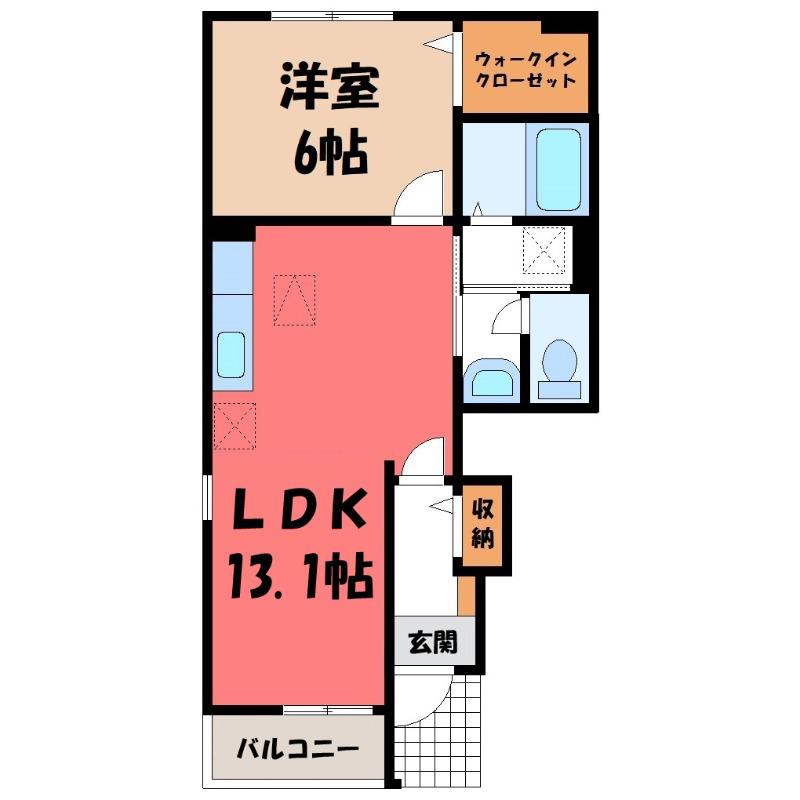 ヒル サイドI(1LDK/1階)の間取り写真
