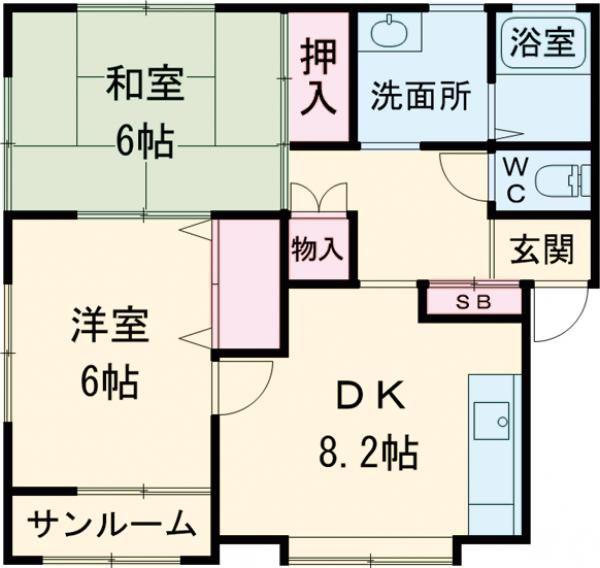 クレベール(2DK/1階)の間取り写真