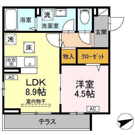 セレスティア柴又VI(1LDK/1階)の間取り写真