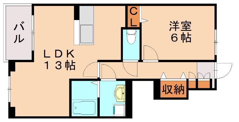 MSGARDENB棟(1LDK/1階)の間取り写真
