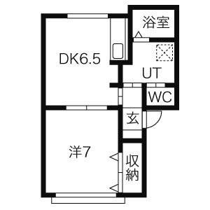 アルカディア26(1DK/1階)の間取り写真