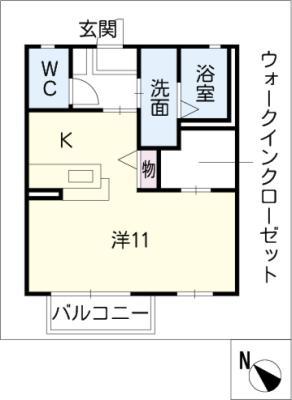 MA・CHERIE C棟(ワンルーム/2階)の間取り写真