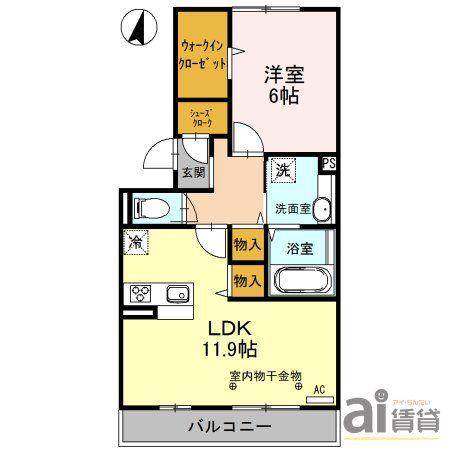 匠乃館B(1LDK/3階)の間取り写真