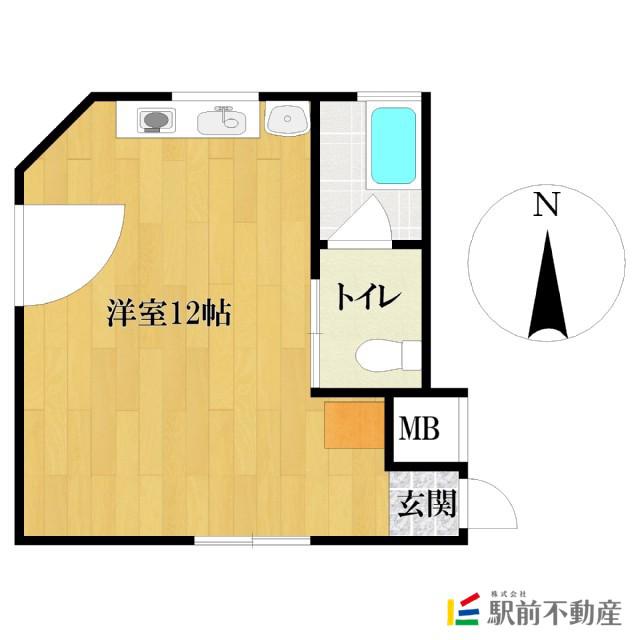 青木ビル(ワンルーム/3階)の間取り写真