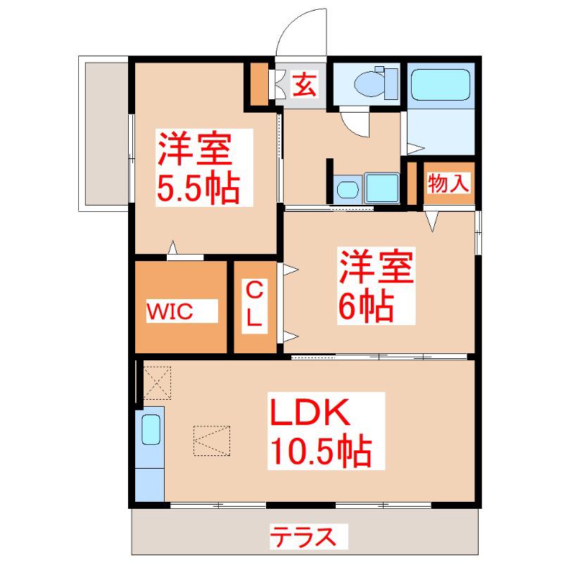 コスモガーデンA棟(2LDK/1階)の間取り写真