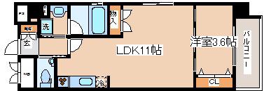 ステラルーチェ北野坂(1LDK/7階)の間取り写真
