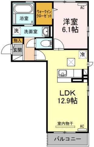 ヴィル ナチュール(1LDK/1階)の間取り写真