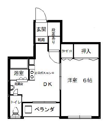 うえむらハイツ(1DK/1階)の間取り写真