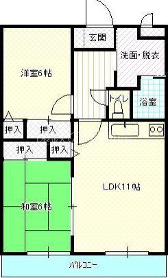 グランメール早出(2LDK/2階)の間取り写真