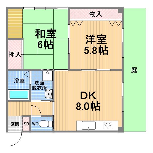 サントエイビス(2DK/1階)の間取り写真