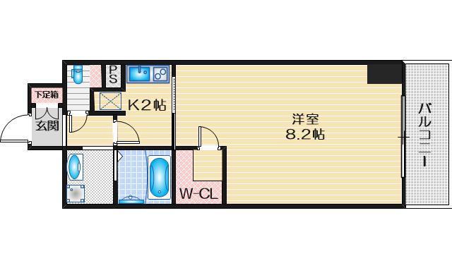 アンソレイユ(1K/7階)の間取り写真