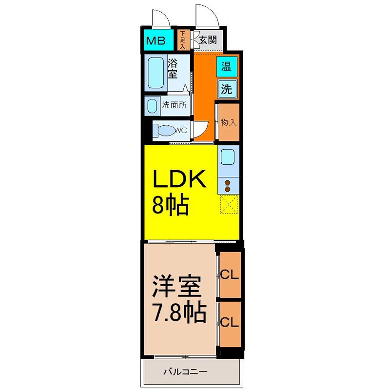 センチュリーパーク八熊(1DK/9階)の間取り写真