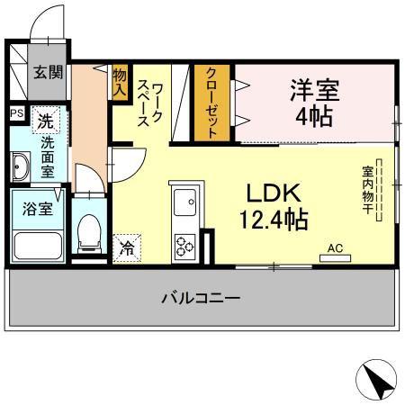 D-ROOM KASUMI(1LDK/2階)の間取り写真