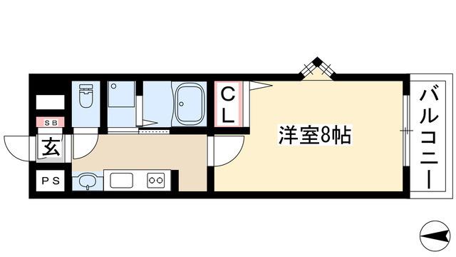 S-FORT上社(1K/7階)の間取り写真