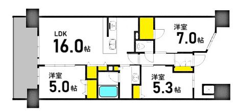 ザ・広島フロント(3LDK/8階)の間取り写真
