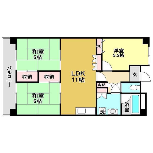 ヤイロハイツ(3LDK/2階)の間取り写真